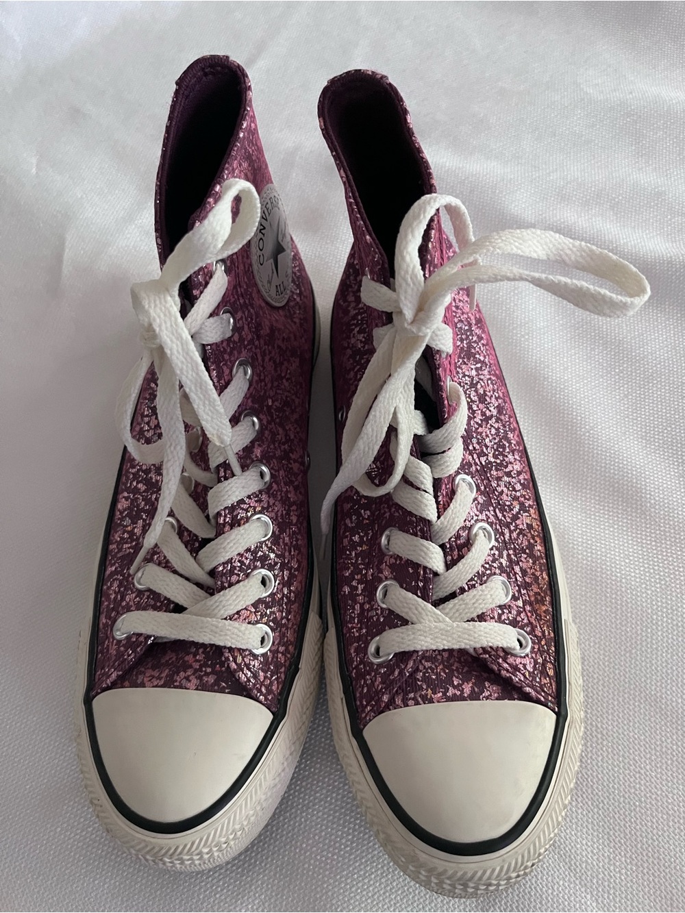 Converse Chuck Taylor All Star High Top Sneakers - Purple Glitter Size 8 1/2
